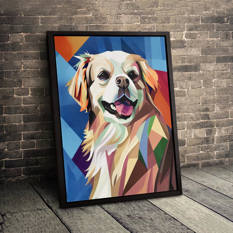 Geometric Dog Portrait Canvas Art | Colorful Polygon Pet Wall Decor | Gallery-Wrapped Premium Print | Modern Dog Lover Gift Idea