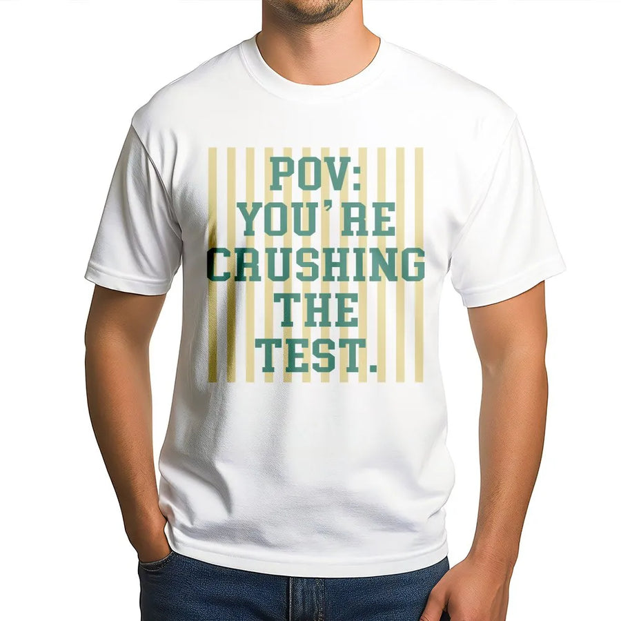 Rock The Test T-Shirt | Retro Y2K Motivational Quote | Premium Cotton Blend | Funny Gift for Teachers and Students