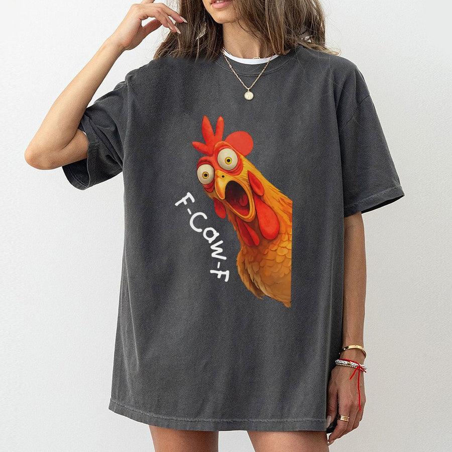 Funny Chicken T-Shirt | F-Caw-F Graphic Tee | 100% Soft Cotton Shirt | Humorous Farm Animal Gift for Men and Women