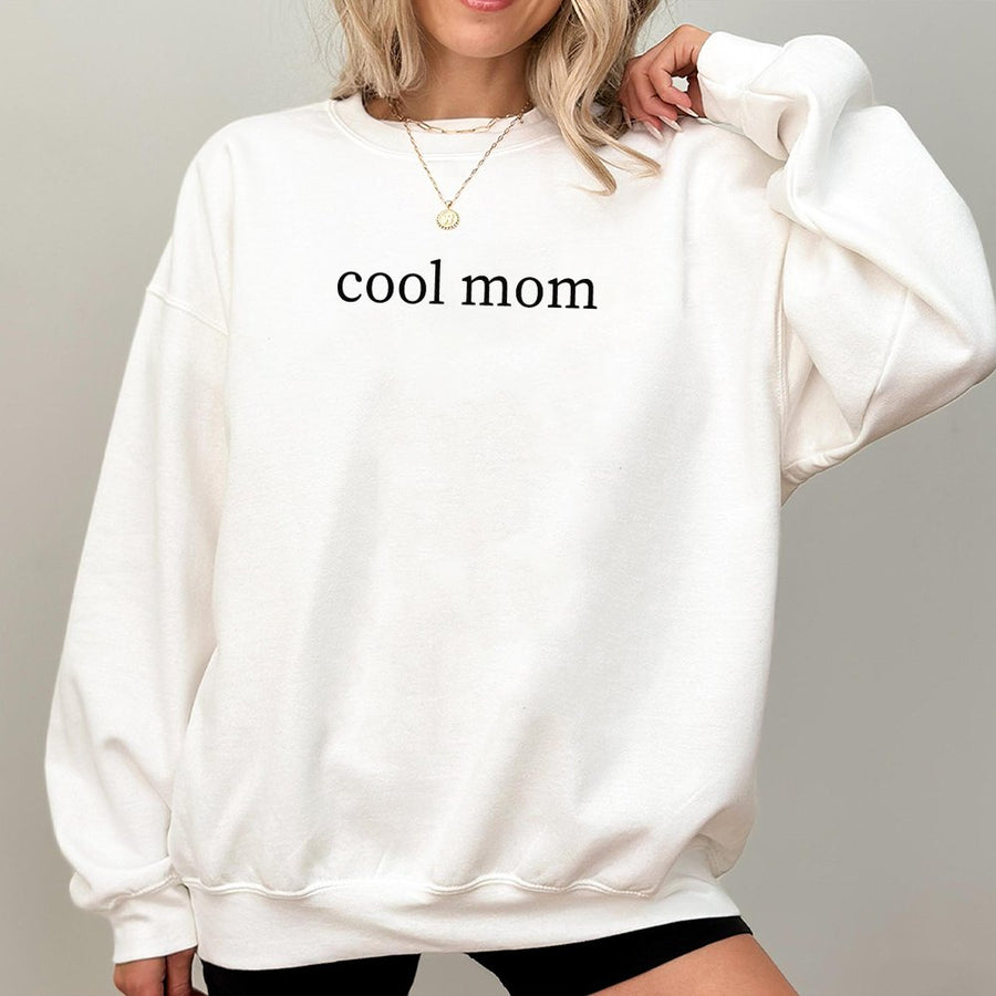 Cool Mom Sweatshirt | Minimalist Text Graphic Sweater | Premium Cotton-Poly Blend | Cute Mother's Day 2026 Gift for New Mom, Wife, or Best Friend