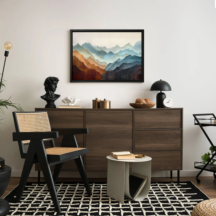 Abstract Mountain Canvas Wall Art | Watercolor Earth Tone Landscape Print | Gallery Quality 1.25" Profile | Modern Home Decor Gift