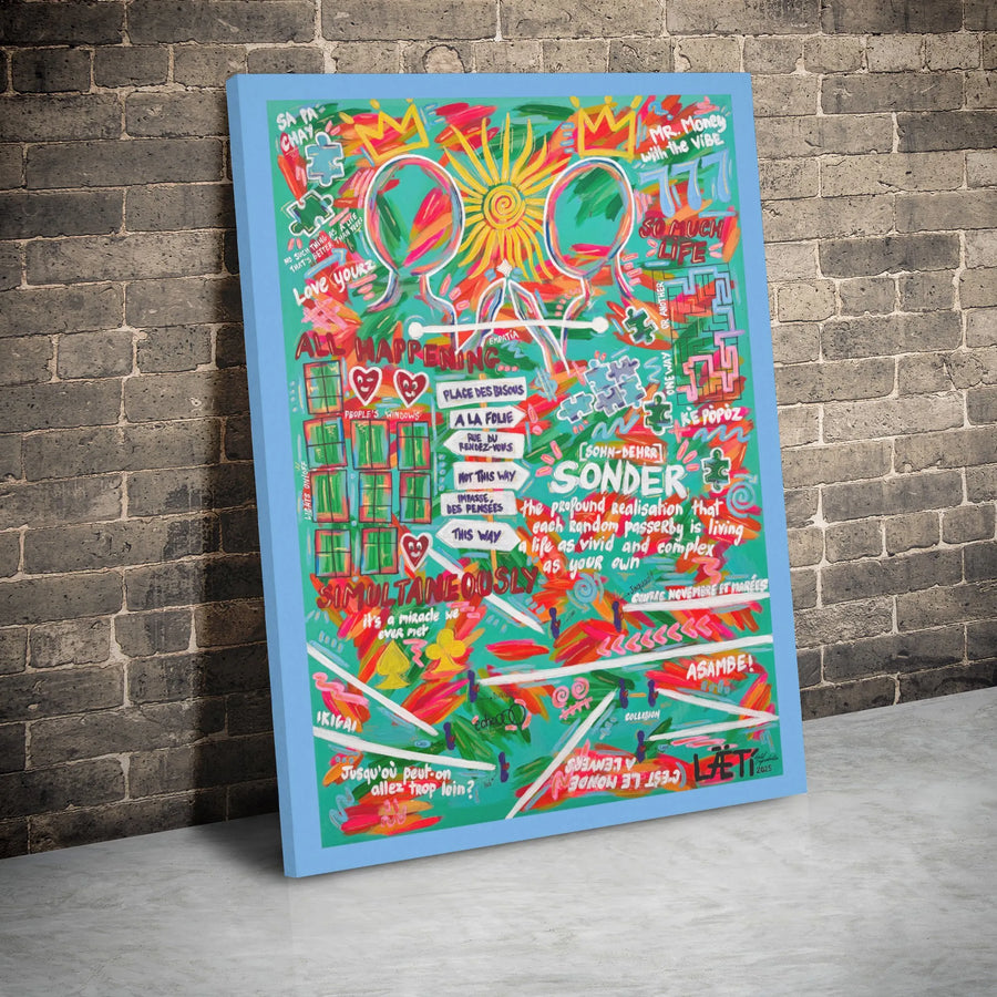 Sonder Definition Wall Art | Motivational Street Art Graffiti Canvas | Premium Gallery Wrap Decor | Inspirational Quote Gift for Home Office