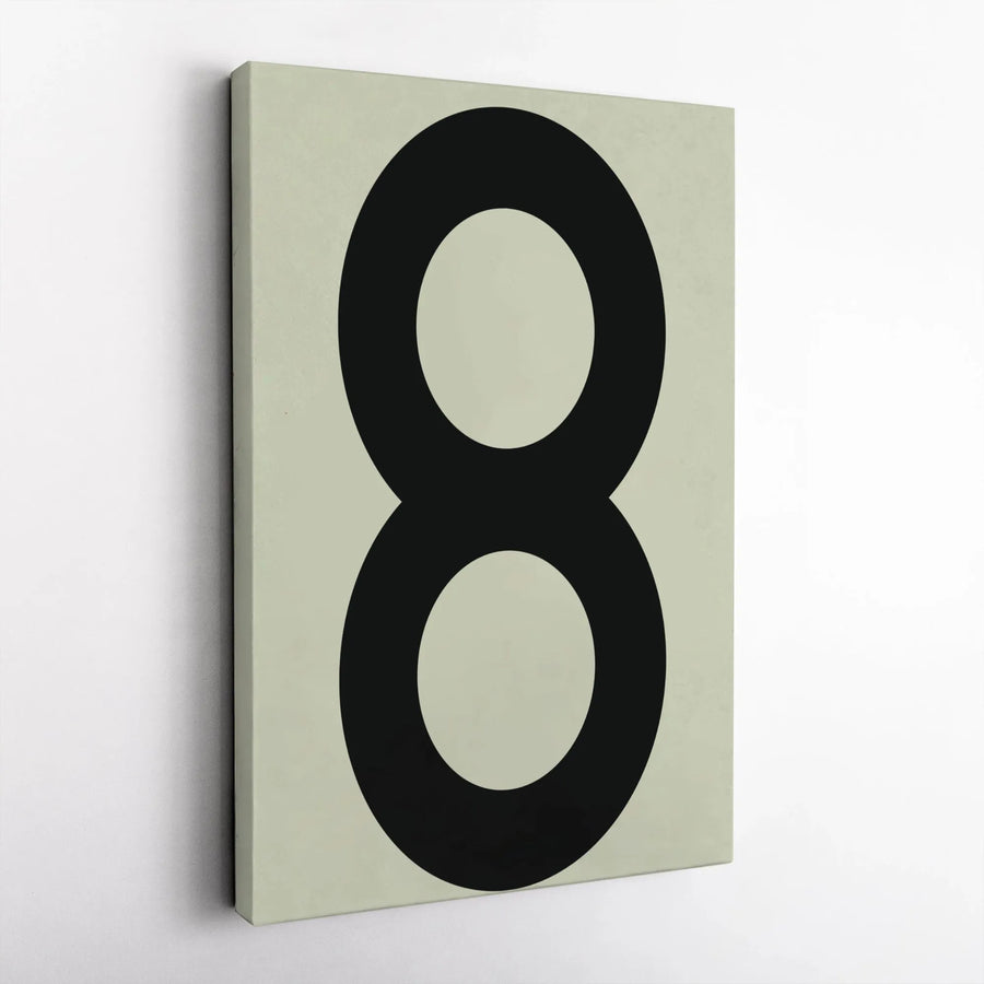 Minimalist Number 8 Vertical Canvas | Bold Black Numeral Print | Premium 1.25” Thick Gallery Wrap | Modern Home & Office Decor Gift