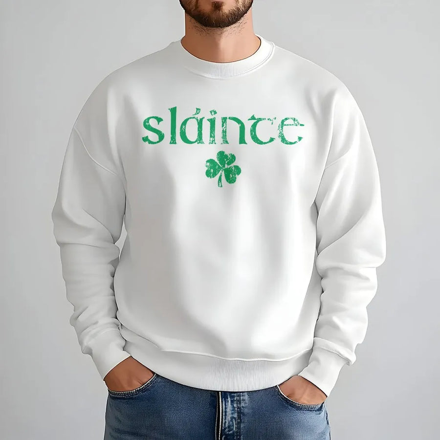 Sláinte St. Patrick's Day Sweatshirt | Irish Clover Graphic Crewneck | Premium Cotton Blend | Gift for Irish Heritage Fans