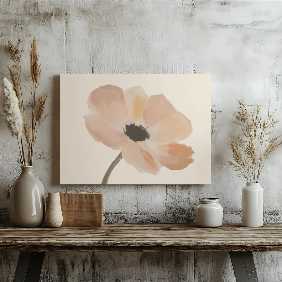 Pink Poppy Flower Canvas Art | Minimalist Botanical Wall Decor | Premium Fade-Resistant Print | Elegant Modern Home Office Wall Hanging