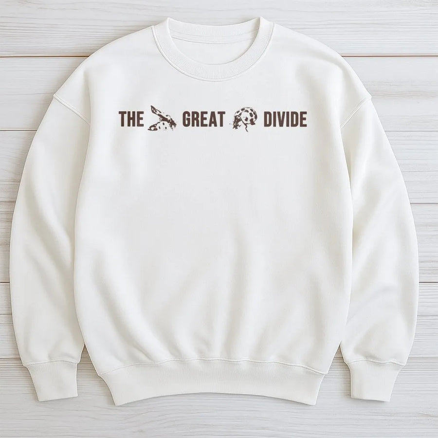 The Great Divide Sweatshirt | Minimalist Bee & Tortoise Graphic | Premium Soft Cotton Blend Pullover | Gift for Nature Lover & Outdoor Enthusiast