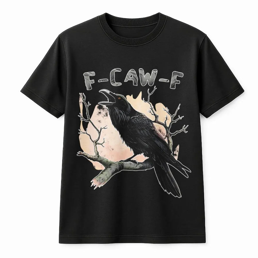 Crow Graphic T-Shirt | Funny F-CAW-F Pun Design | Premium Cotton Unisex Tee | Gift for Bird Lovers & Ornithology Fans
