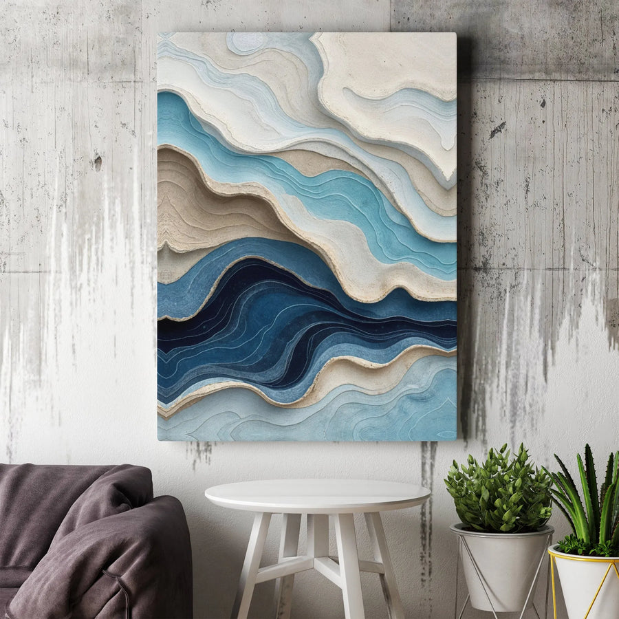 Abstract Coastal Canvas Wall Art | 3D Illusion Topographic Print | Premium Fade-Resistant Canvas | Modern Home & Office Decor Gift