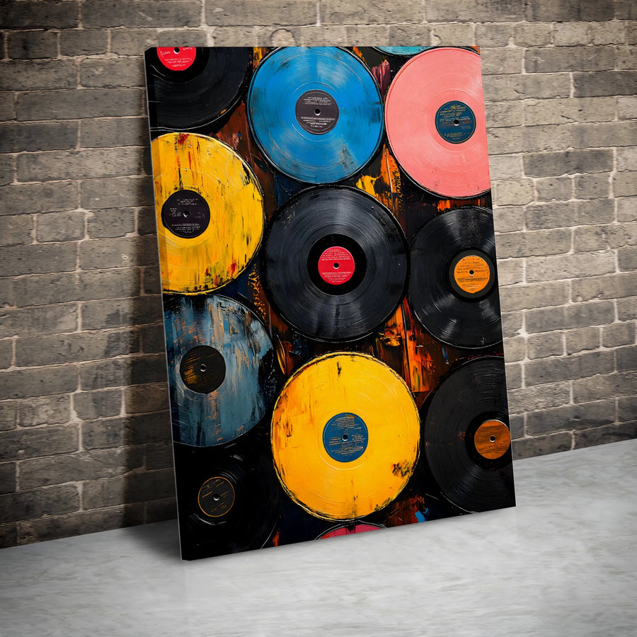 Vinyl Record Wall Art | Abstract Colorful Music Decor | Premium Gallery Wrapped Canvas | Gift For Music Lover Musician