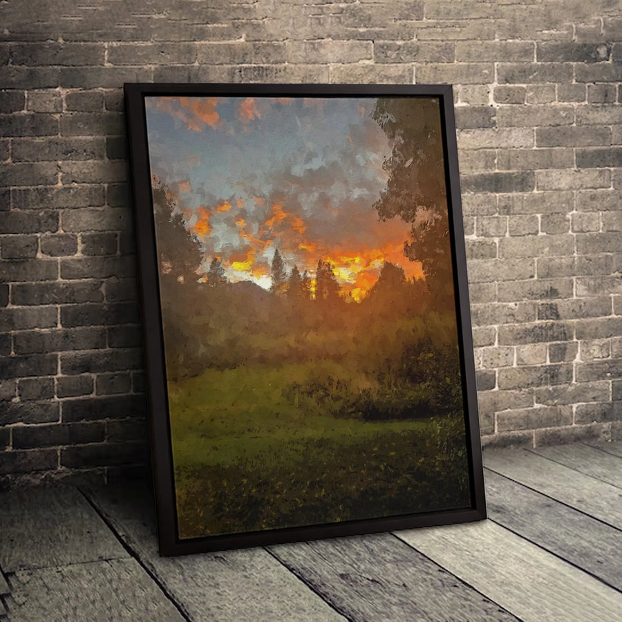 Forest Sunset Landscape Canvas Wall Art | Impressionist Nature Print | Gallery-Quality 1.25" Profile | Modern Home Decor Gift