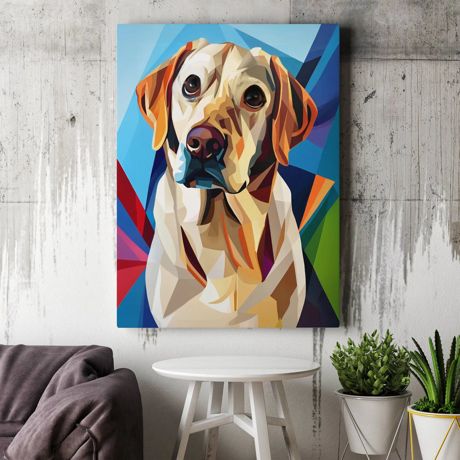 Yellow Labrador Retriever Wall Art | Colorful Geometric Pop Art Style | Premium Gallery-Wrapped Canvas | Dog Lover Home Decor Gift