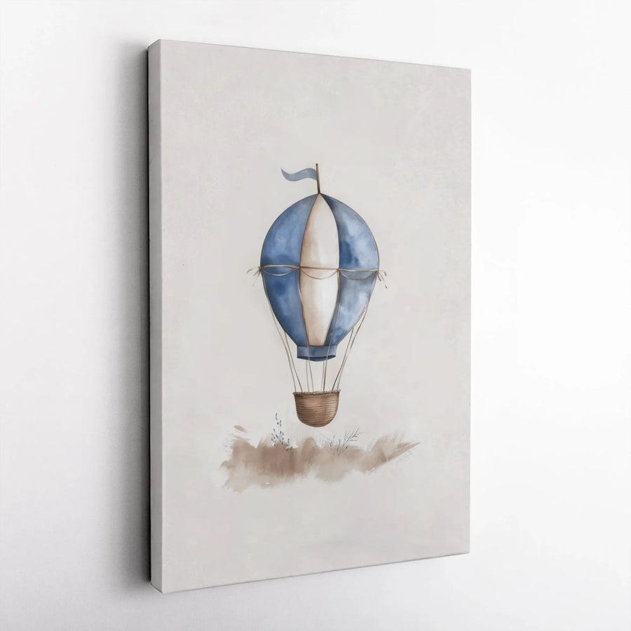 Hot Air Balloon Canvas Print | Watercolor Nursery Wall Art | 1.25 Inch Premium Gallery Wrap | Whimsical Travel Decor For Kids Room
