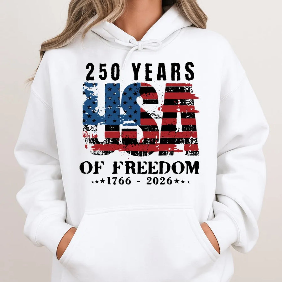 Patriotic 250th Anniversary Hoodie | Vintage 1776-2026 American Flag Graphic | Premium Cotton Tee | Gift for USA History Buff