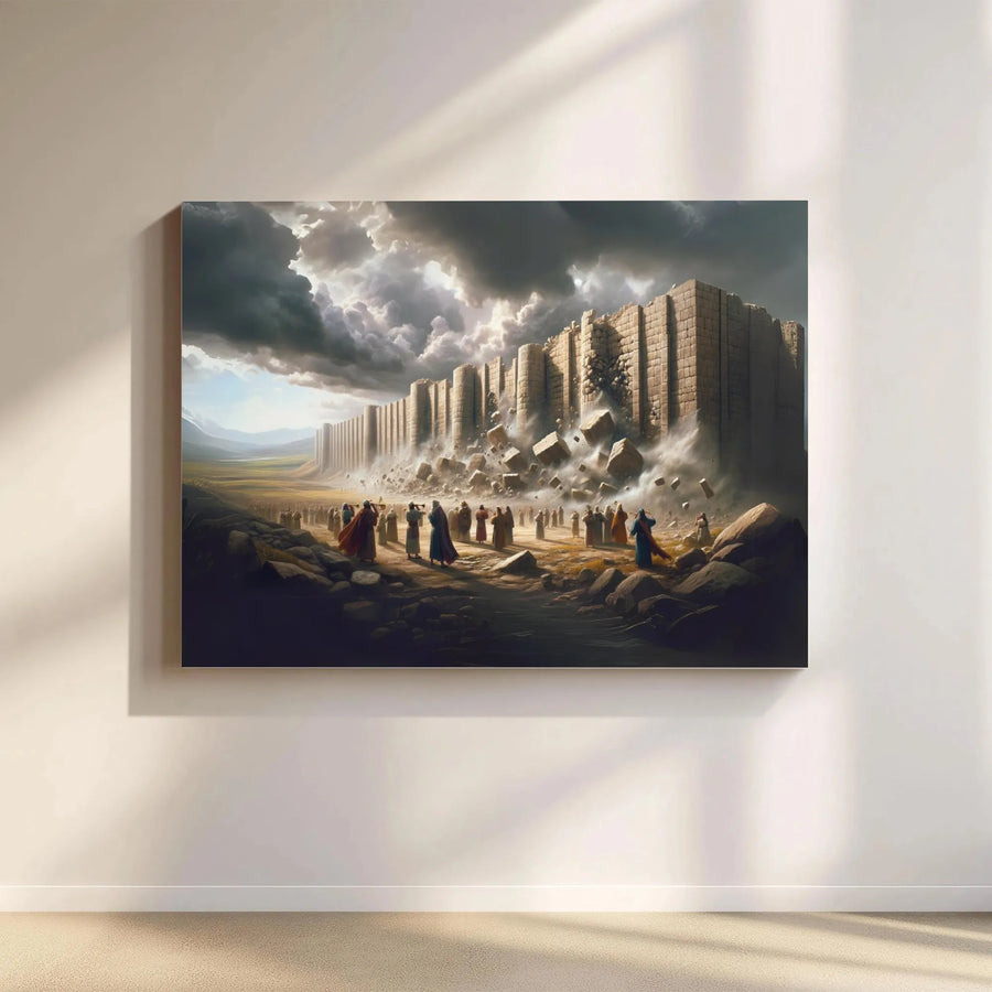 Fall of Jericho Canvas Art | Joshua and Battle of Jericho Print | Premium Christian Artwork | Church or Home Decor Gift
