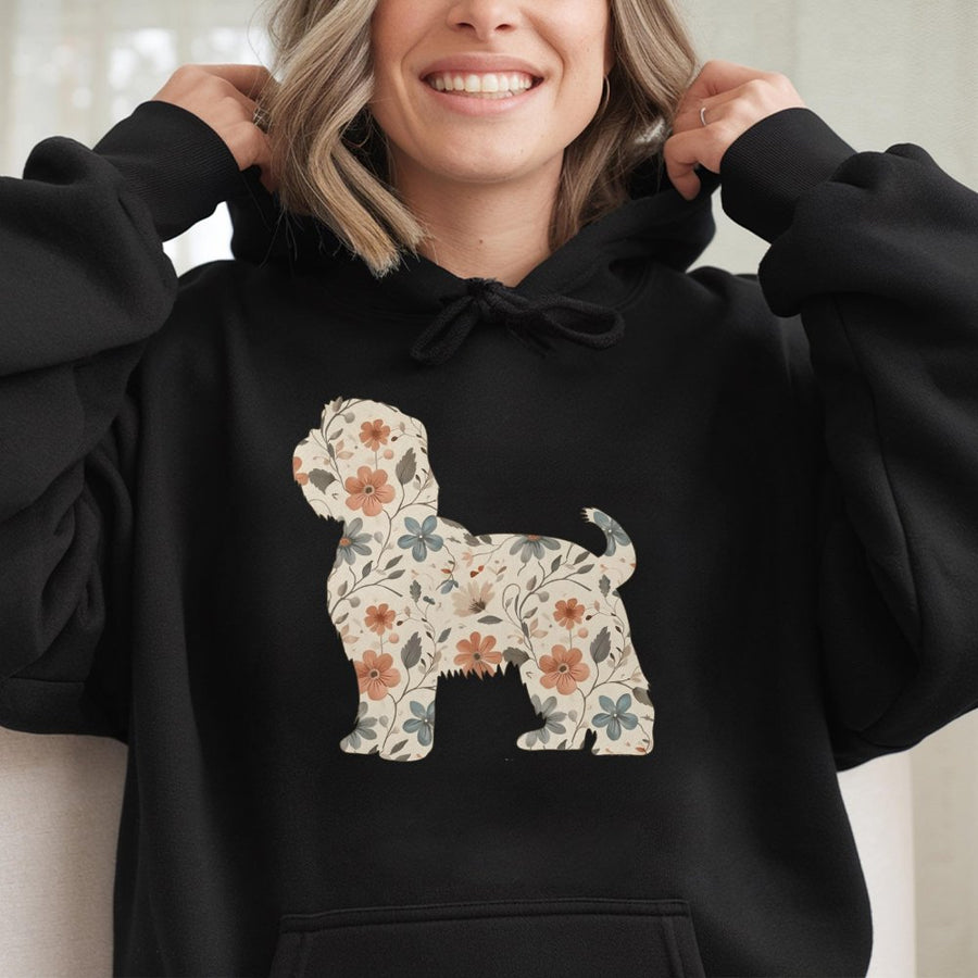Shih Tzu Wildflower Hoodie | Botanical Floral Dog Art Graphic | Premium Cotton Blend | Gift For Dog Mom & Shih Tzu Lover