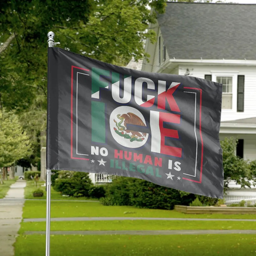 Abolish ICE House Flag | No Human Is Illegal Protest Banner | Double Sided Premium Polyester | Activist Gift for Porch & Yard Decor