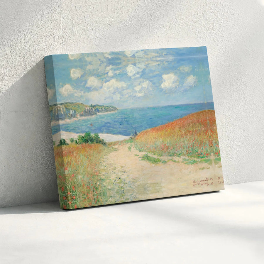 Claude Monet Path In The Wheat Fields At Pourville | Impressionist Landscape Canvas Print | Premium Gallery Wrap Wall Art | Famous Fine Art Home Decor