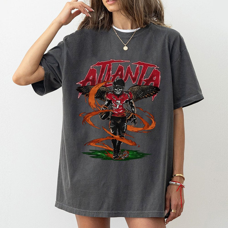 Atlanta Skeleton Football Player With Falcon Wings T-Shirt