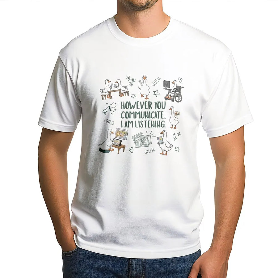 Special Education Teacher T-Shirt | Goose Communication Graphic Print | Premium Cotton Blend | Gift for SLP Therapist & Inclusion Advocate