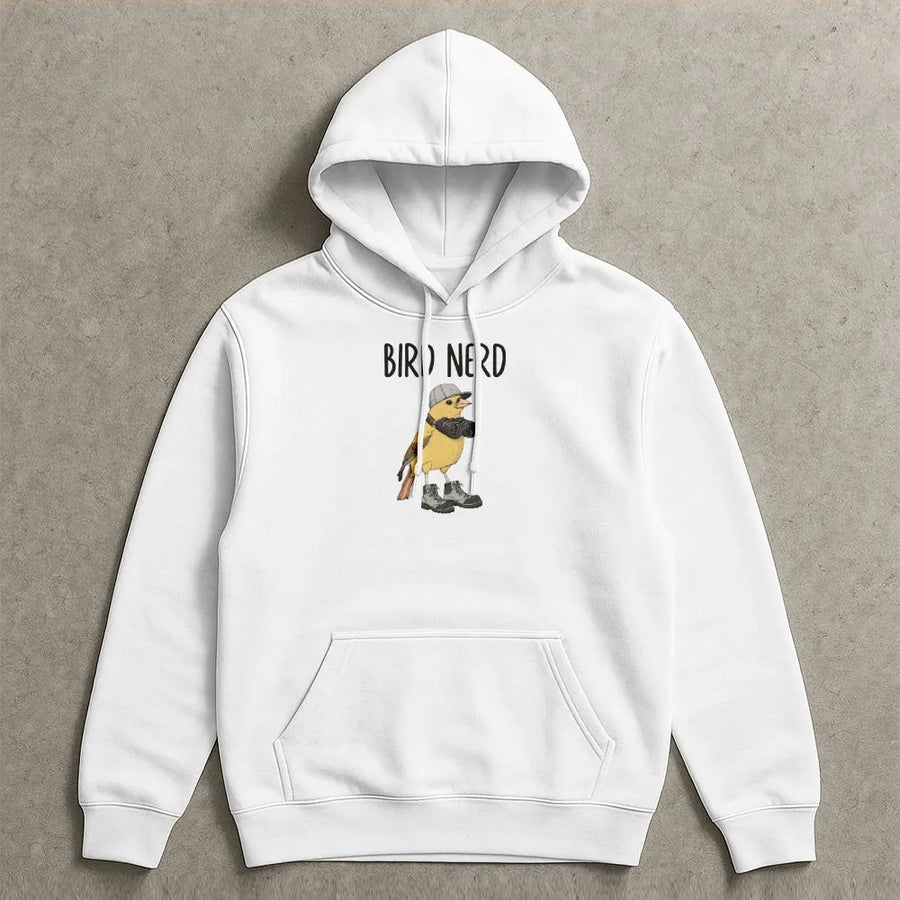Bird Nerd Hoodie | Funny Bird with Binoculars Graphic | Premium Cotton Blend | Gift for Bird Watcher & Twitcher