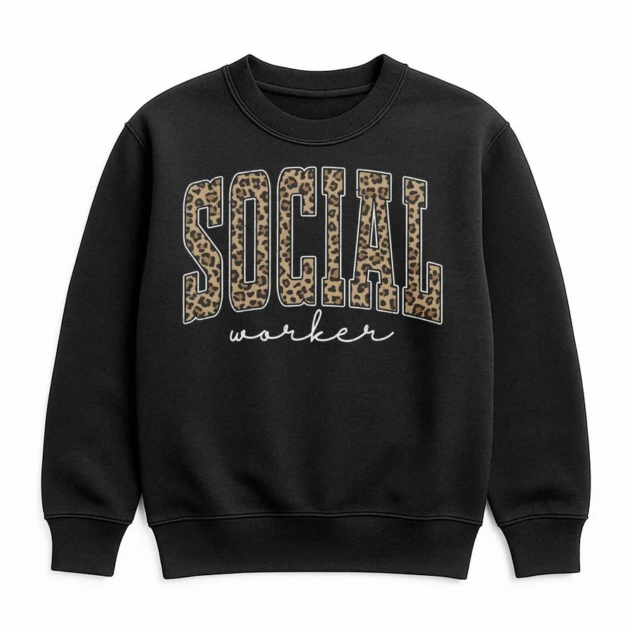 Social Worker Sweatshirt | Leopard Print Graphic Tee | Premium Comfort Colors Cotton | Mental Health Awareness Appreciation Gift for Women