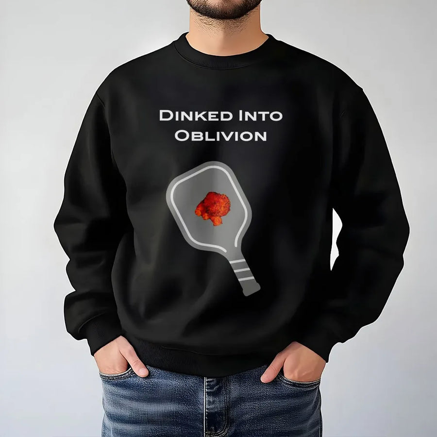 Pickleball Sweatshirt | Dinked Into Oblivion Funny Paddle Design | Premium Cotton Blend Crewneck | Gift for Pickleball Player