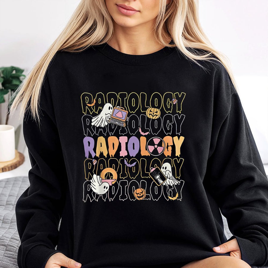 Halloween Radiology Sweatshirt | Cute Rad Tech Ghost Pumpkin Graphic | Premium Cotton Blend | Gift for Radiologic Technologist Students