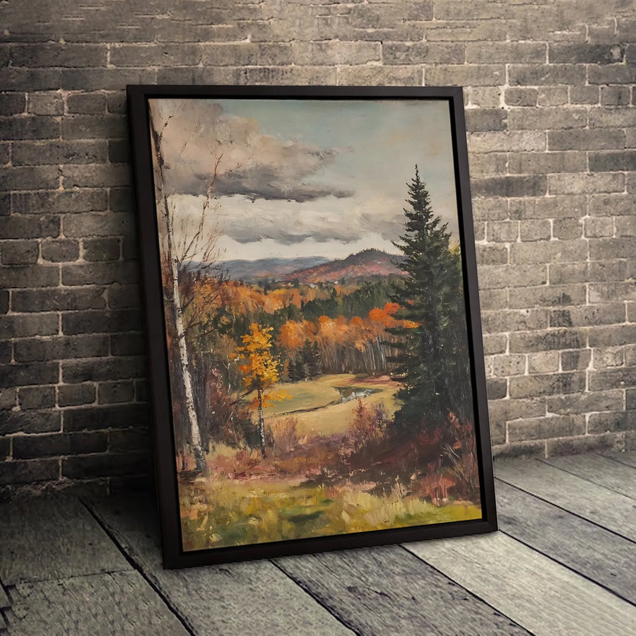 Autumn Forest Landscape Canvas Art | Impressionist Mountain Scenery | Premium Fade-Resistant Print | Rustic Home Decor Wall Hanging