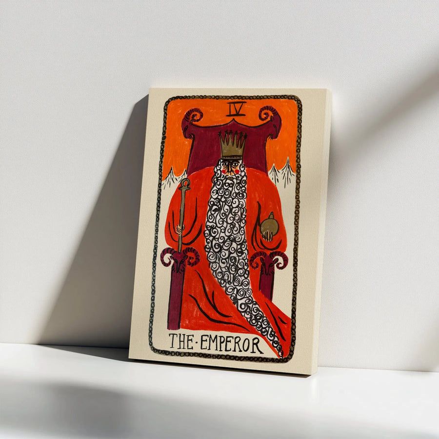 The Emperor Tarot Card Vertical Canvas | Vintage Style Major Arcana Art | Premium Gallery Wrap Print | Witchy Home Decor Gift for Tarot Readers