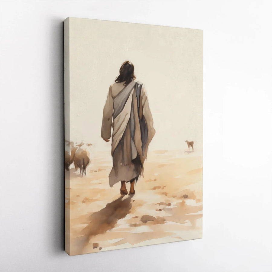 Jesus The Good Shepherd Canvas Art | Watercolor Religious Wall Decor | 1.25-Inch Gallery Wrap | Christian Home Gift For Believers