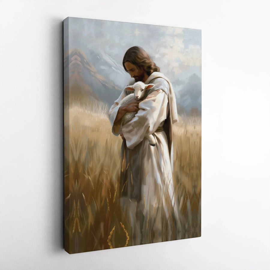 Jesus The Good Shepherd Canvas Art | Religious Lamb Wall Decor | Premium Fade-Resistant Print | Spiritual Gift for Home and Church