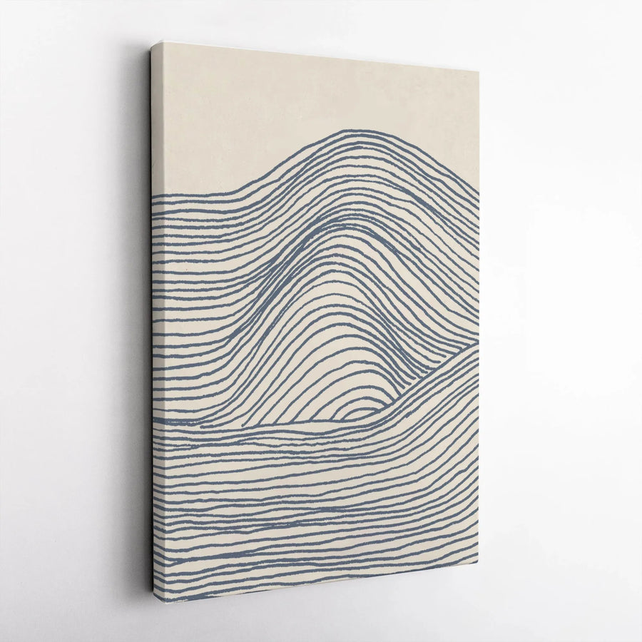 Minimalist Wave Line Art Vertical Canvas | Abstract Rolling Ocean Design | Premium 1.25" Thick Gallery Wrap | Modern Japandi Home Decor Gift