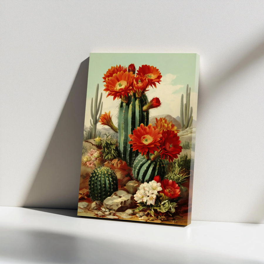 Vintage Cactus Canvas Print | Desert Botanical Illustration | Thick Gallery Wrapped Canvas | Southwestern Wall Decor Gift