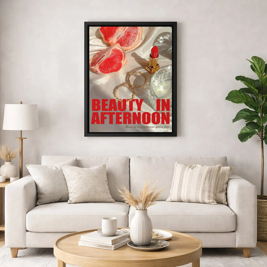 Beauty In Afternoon Canvas Wall Art | Aesthetic Grapefruit Still Life Print | Premium Gallery-Wrapped 1.25" Profile | Modern Home Decor Gift