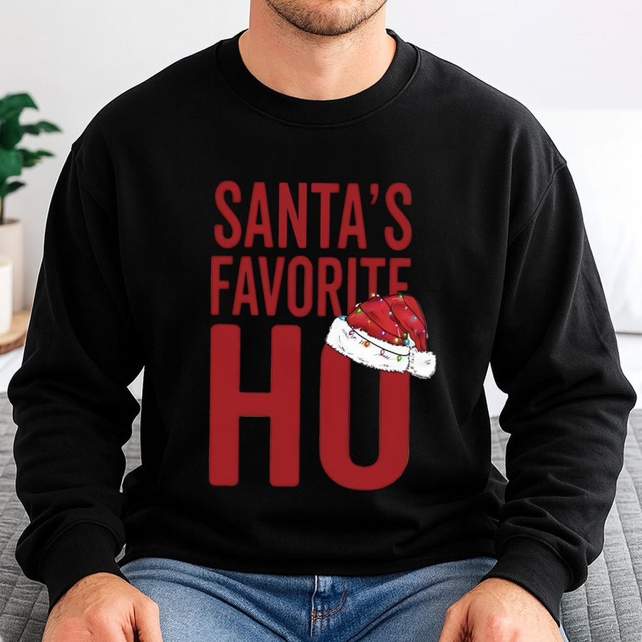 Santa's Favorite Ho Sweatshirt | Funny Christmas Holiday Quote | Soft Cotton Blend Unisex Pullover | Naughty Santa Humor Gift For Her
