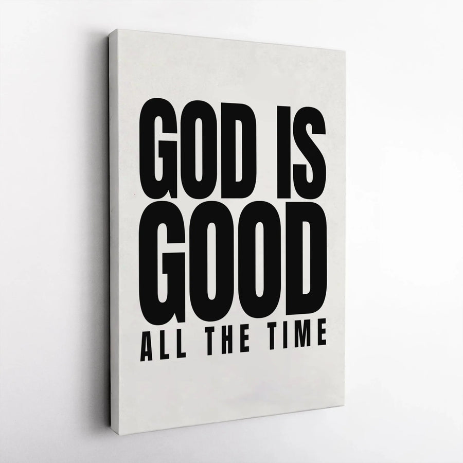 God Is Good All The Time Canvas | Minimalist Typography Wall Art | Premium Gallery Wrapped Wooden Frame | Inspirational Christian Home Decor Gift