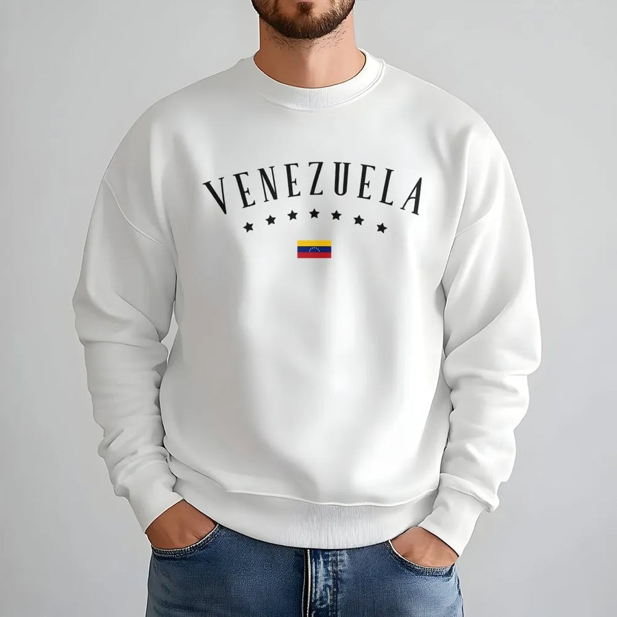 Venezuela Flag Sweatshirt | Minimalist VENEZUELA Graphic Print | Premium Cotton Blend | Venezuelan Pride Gift For Men And Women