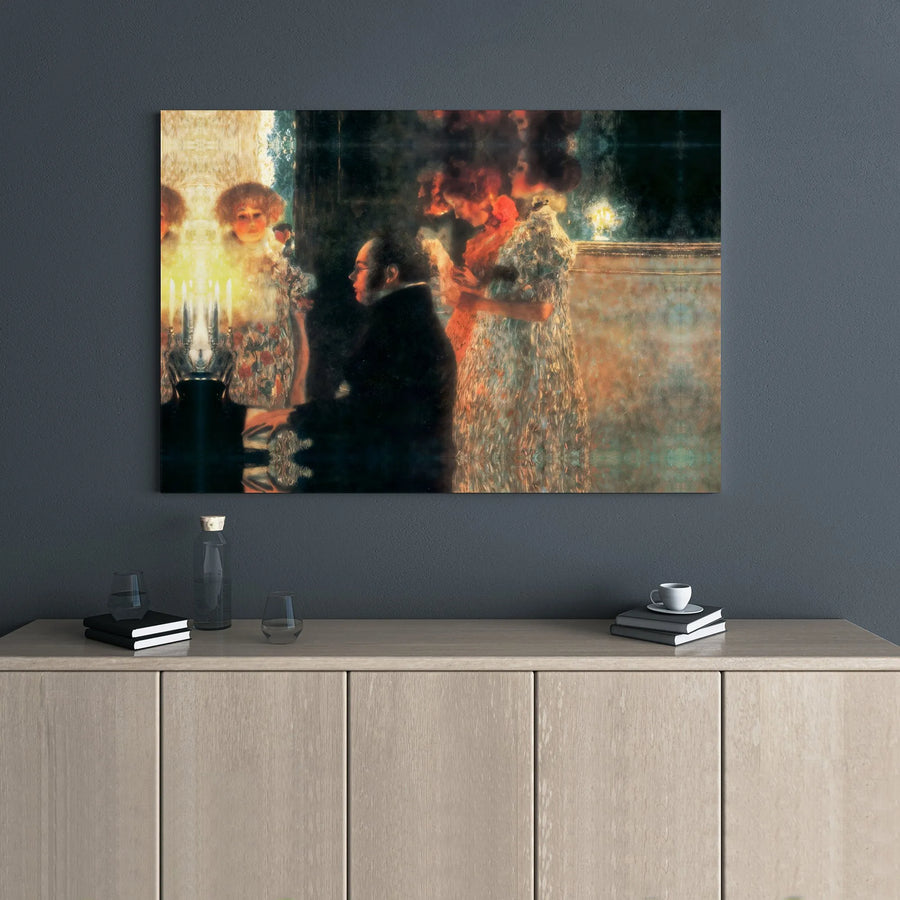 Gustav Klimt Schubert at the Piano Canvas Wall Art | Classical Music Fine Art Print | Premium 1.25" Gallery Wrap | Gift for Musician Home Decor