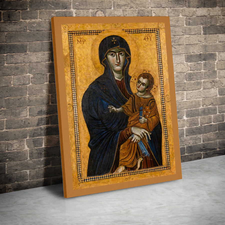 Salus Populi Romani Byzantine Icon | Virgin Mary and Christ Child Wall Art | Premium Gallery Wrapped Canvas | Religious Home Decor Gift
