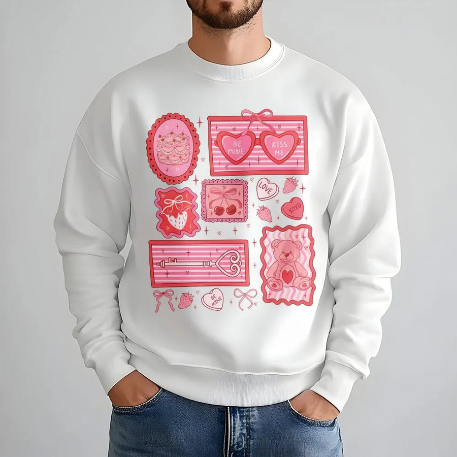 Valentine Coquette Sweatshirt | Cute Pink Aesthetic Graphic Design | Premium Cotton Blend | Gift for Her Girlfriend Women