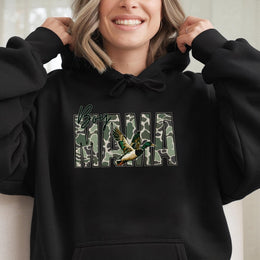 Boy Mama Hoodie | Camo Mallard Duck Hunter Design | Premium Cotton Blend | Outdoor Lifestyle Gift for Moms