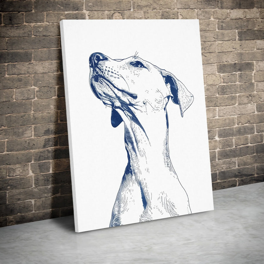 Doberman Dog Wall Art | Blue Ink Sketch Line Drawing | Premium Gallery Wrapped Canvas | Minimalist Pet Lover Gift Decor