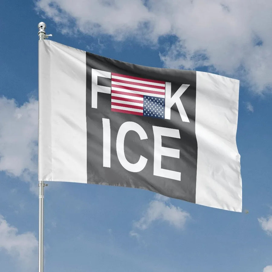 Fuck Ice House Flag | Political Protest Banner with US Flag Design | Premium Weather-Resistant Polyester | Abolish ICE Activist Gift