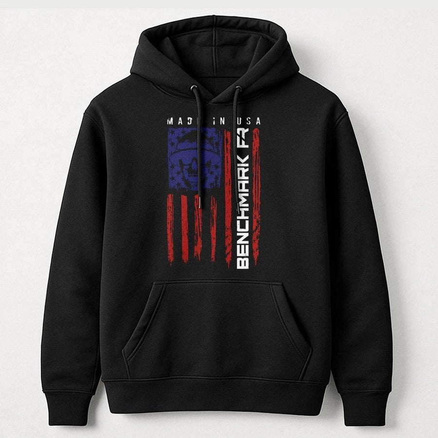 American Flag Skull Hoodie | Patriotic Hard Hat Design | Cotton Blend Premium Workwear | Gift for Construction Workers and Patriots