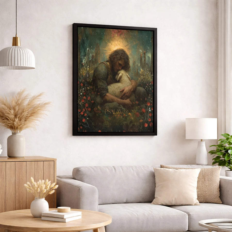 Psalm 23 Jesus Good Shepherd Wall Art | Religious Canvas Print | Fade-Resistant Premium Home Decor | Spiritual Gift for Christian Believers