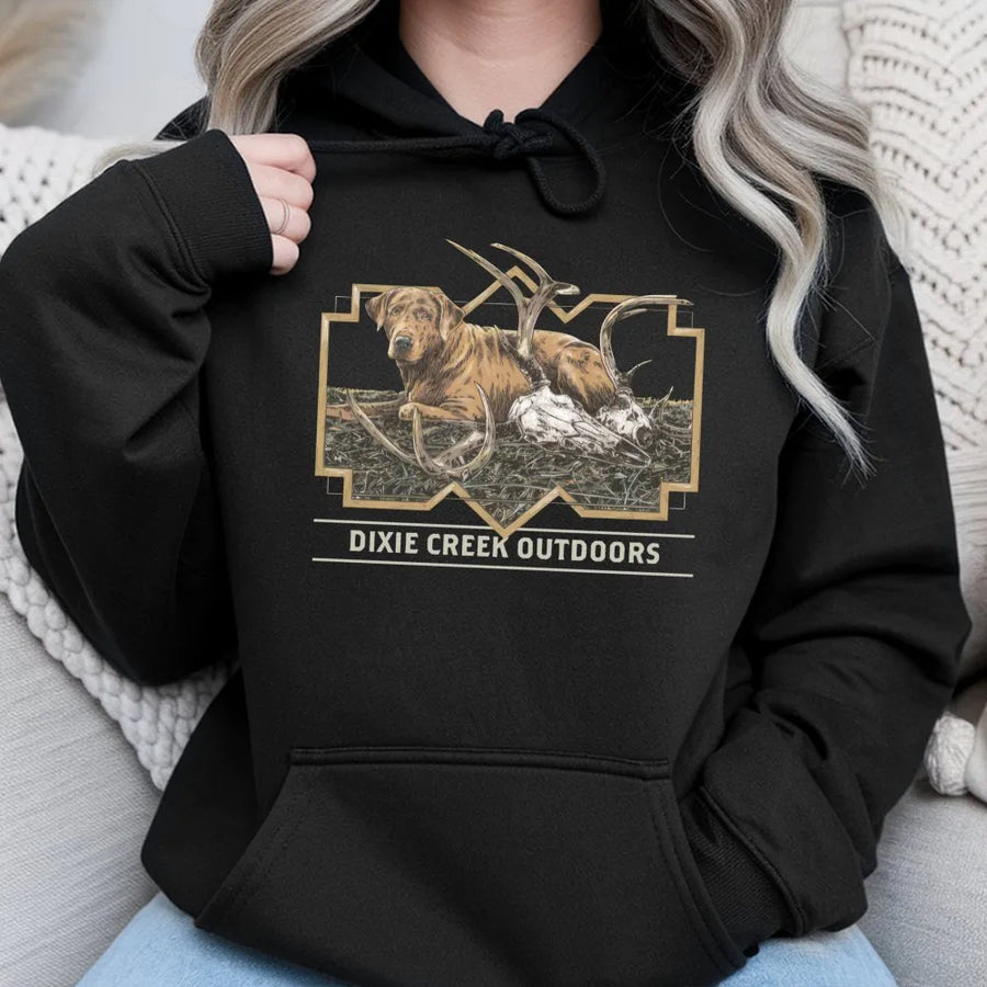 Hunting Dog Hoodie | Wildlife Deer Antlers Graphic | Premium Cotton Blend | Gift for Hunter Outdoor Enthusiast