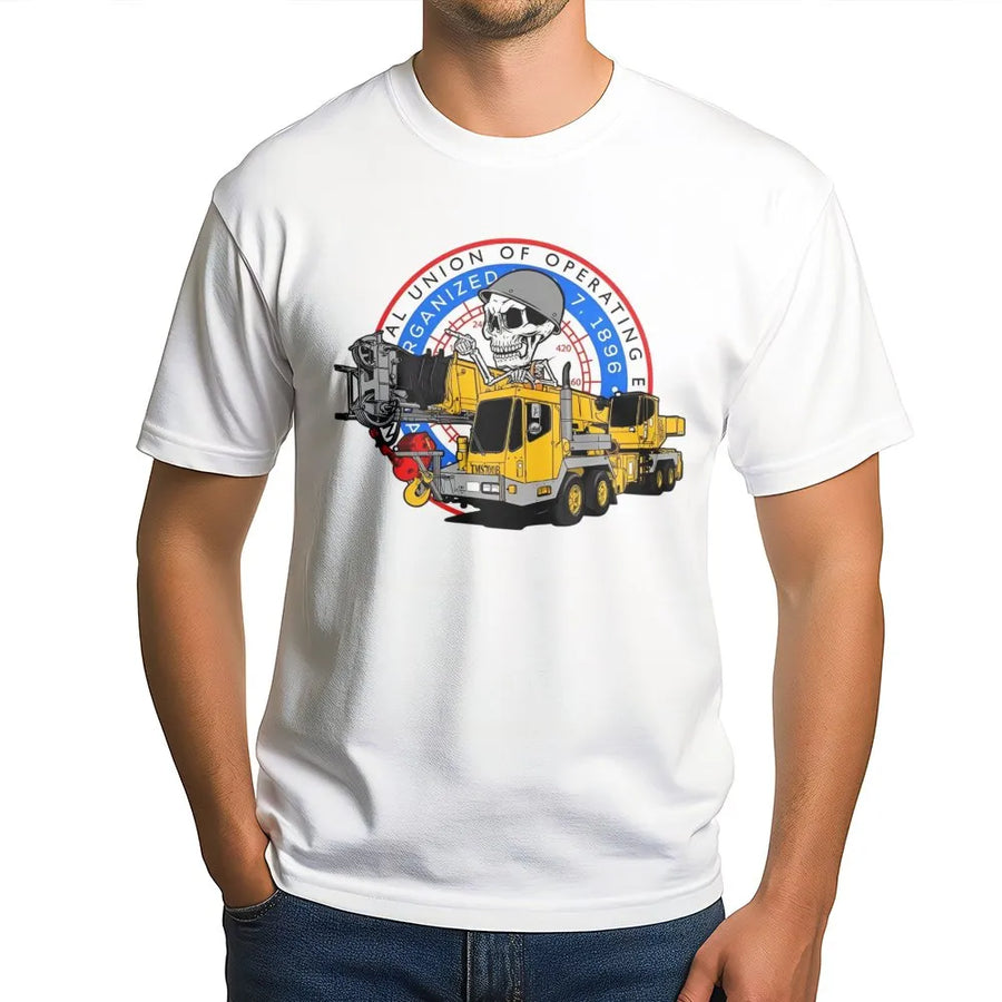 Operating Engineers T-Shirt | Crane Operator Heavy Equipment Graphic | Premium Cotton Union Gear | Gift for Construction Workers & Proud Blue Collar