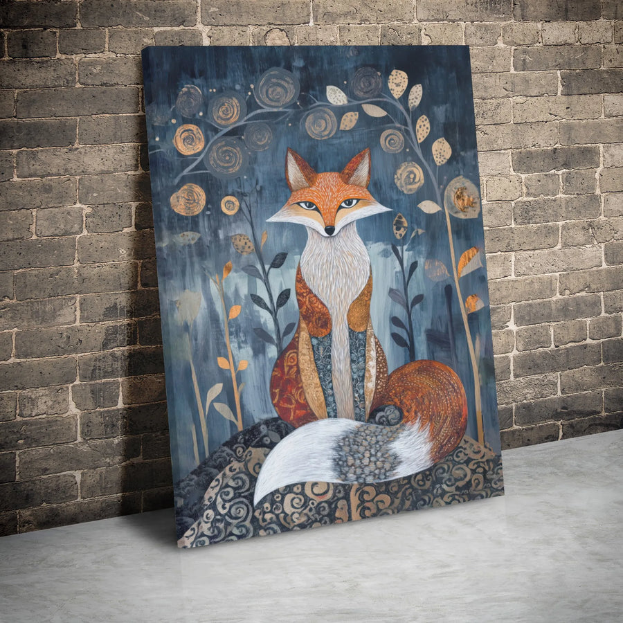 Fox Wall Art Canvas | Whimsical Woodland Animal Print | Premium Gallery Wrap Decor | Forest Nursery and Modern Home Gift