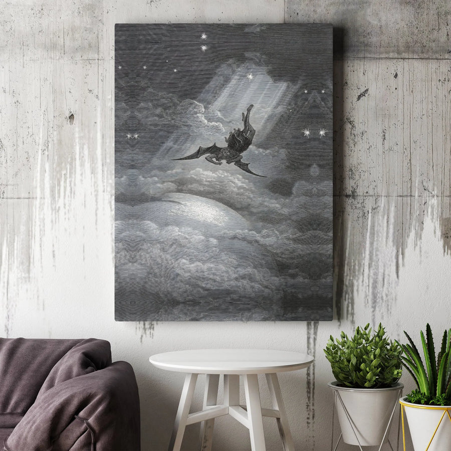 Gustave Doré The Fall Of Satan Canvas Print | Paradise Lost Gothic Wall Art | Premium Gallery Wrapped | Dark Academia Home Decor Gift