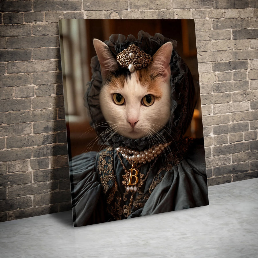 Royal Cat Canvas Print | Regal Calico in Victorian Costume Art | Premium Gallery Wrapped Canvas | Collector's Gift for Cat Mom & Pet Lovers